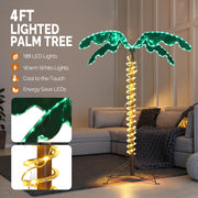 VINGLI 4/5/7 FT Lighted Artificial Palm Tree Lifelike Leaves and Rope Light for The Beach, Pool, Yard, Christmas Holiday Decor