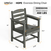 VINGLI All-Weather Patio Chairs Outdoor Dining Chairs with Curved Backrest
