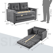 VINGLI 80" Fabric Loveseat Sleeper Sofa with Side Storage Pocket