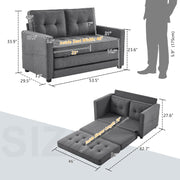 VINGLI LS104 80" Fabric Loveseat Sleeper Sofa with Storage Pocket