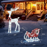 VINGLI 1/2/3 Piece Lighted Christmas Reindeer Family Set Outdoor Yard Decoration White/Gold/Brown