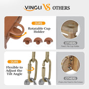 VINGLI Single Patio Porch Swing with Cup Holder