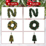 VINGLI Pre-lit Christmas Tree 5-Piece Set Artificial Christmas Porch Decorations Indoor Outdoor Lighted Decor