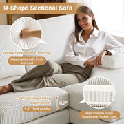 VINGLI 110' U Shaped Comfy Sectional Couch 4-Seater Sofa with Chaise
