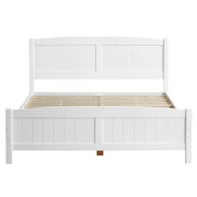 Vingli Pine Single-Layer Core Vertical Stripe Full-Board Curved Headboard with The Same Bed Tail Wooden Bed Twin/Full/Queen White Grey