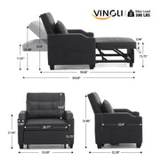 VINGLI 3-in-1 Convertible Sleeper Chair with Adjustable Foot