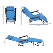 VINGLI Potable Folding Outdoor Lounge Chairs Camping Reclining Chairs with Removable Pillow