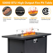 VINGLI Propane Fire Pit Table with Glass Wind Guard