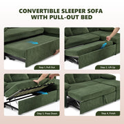 VINGLI L-Shape Convertible Sofa Bed Couches with USB Charging