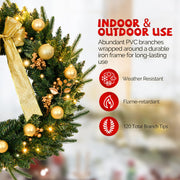 VINGLI Prelit Christmas Wreath with Lights