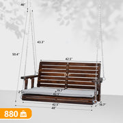 VINGLI 4FT Wooden Patio Porch Swing with Cushions 880lbs