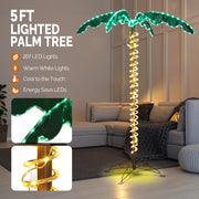 VINGLI 4/5/7 FT Lighted Artificial Palm Tree Lifelike Leaves and Rope Light for The Beach, Pool, Yard, Christmas Holiday Decor