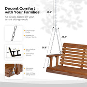 VINGLI Wooden Patio Swing Heavy Duty 880 LBS with Upgraded XL Size Seat Depth & Back Height Outdoor Porch Swing