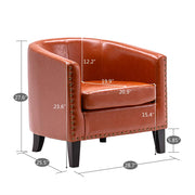 VINGLI Accent Barrel Chair Faux Leather Chair Modern Tub Club Chair