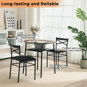 VINGLI 29.5" Small Dining Table Set 3 Piece Round Dining Set