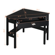VINGLI Wood Corner Desk with Drawer and Storage Triangle Computer Desk Black