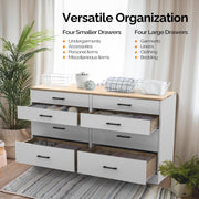 VINGLI 8 Drawer Double Dresser Modern Chest of Drawers Large Storage Cabinet White