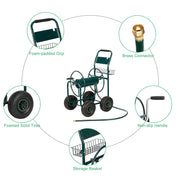 VINGLI 4-Wheel Portable Residential Garden Hose Reel Cart with Hose Guide System/Storage Basket Rust Resistant for Family Yard, Garden and Farm