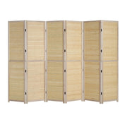 Vingli 71 inch Detachable Folding 6 Panels Bamboo Room Divider Privacy Screen Freestanding Privacy Screen with Extra Wood Stand Base Feet White/Beige