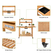 VINGLI Mobile Garden Potting Bench Table with Removable Sink Storage Shelves