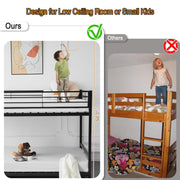 VINGLI Full Bunk Bed Kids Low Bunk Bed Heavy Duty Full/Full Bed Black
