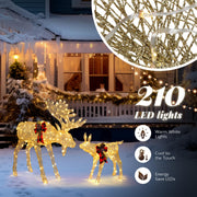 VINGLI 1/2/3 Piece Lighted Christmas Reindeer Family Set Outdoor Yard Decoration White/Gold/Brown