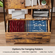 VINGLI File Cabinets Rustic Wood File Cabinets Brown