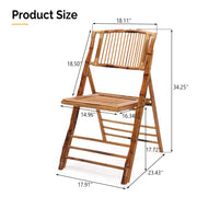 VINGLI Bamboo Folding Chair Foldable Dining Chairs Natural