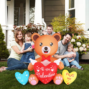 VINGLI 4.8 FT Valentine's Day Inflatable Bear Holding Heart Candy Hearts LED Blow Up Lighted Decoration Valentines Gift