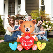 VINGLI 4.8 FT Valentine's Day Inflatable Bear Holding Heart Candy Hearts LED Blow Up Lighted Decoration