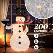VINGLI Christmas Snowman Outdoor Decorations Pre-lit LED Lights Snowman with Broom/Birds