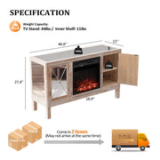 VINGLI 55 Inch Mirrored Fireplace TV Stand Farmhouse TV Console Table Entertainment Center with Storage
