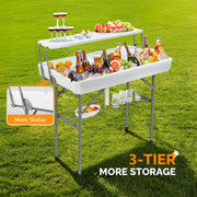 VINGLI 4FT Folding Ice Cooler Table Portable
