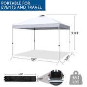 VINGLI 10 x 10 Pop Up Canopy Outdoor Canopy Tent with Carry Bag and Sandbags White/Black