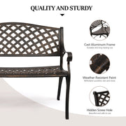 VINGLI 40.5in Patio Garden Bench Outdoor Metal Seat Black/Bronze