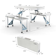 VINGLI 4 Ft  Portable Foldable Camping Picnic Table Set 220 Lbs Support 4-Seats Aluminum Frame Silver