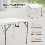 VINGLI 34” Square Folding Table Plastic Fold Card Table