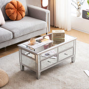 VINGLI Mirrored Coffee Table Lift Top Coffee Table with Storage Modern Dining Center Table