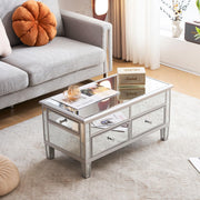 VINGLI 35" Mirrored Lift Top Coffee Table with Storage