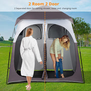 VINGLI 7.5 FT 2 Room Camping Shower Tent with Carrying Bag