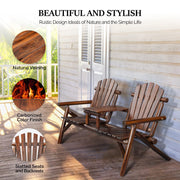 VINGLI Wooden Double Adirondack Chair Loveseat