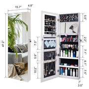 VINGLI 48” Jewelry Mirror Cabine Wall/Door Mounted Jewelry Armoire Organizer  Large Capacity Storage Hanging Cabinet