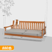 VINGLI 6FT Porch Swing Daybed 880Ibs Pine Wood Patio Hanging Swing with Cushions