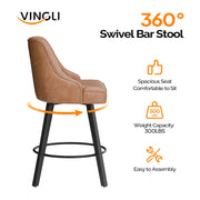 VINGLI 26" H Swivel Barstools with Back Height Bar Stools