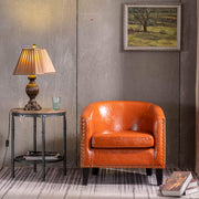 VINGLI Accent Barrel Chair Faux Leather Chair Modern Tub Club Chair