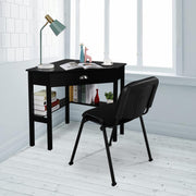 VINGLI Wood Corner Desk with Drawer and Storage Triangle Computer Desk Black