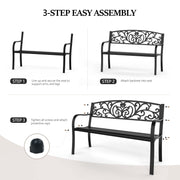 VINGLI 50 Inch Patio Metal Bench Black