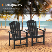 VINGLI Folding Adirondack Chair with Cup Holder Plastic All-Weather Outdoor Chairs
