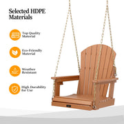 VINGLI Single Patio Porch Swing with Cup Holder
