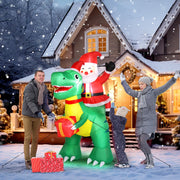 VINGLI 6ft Tall Christmas Santa Dinosauvr Inflatable for Indoor Outdoor Garden Decor